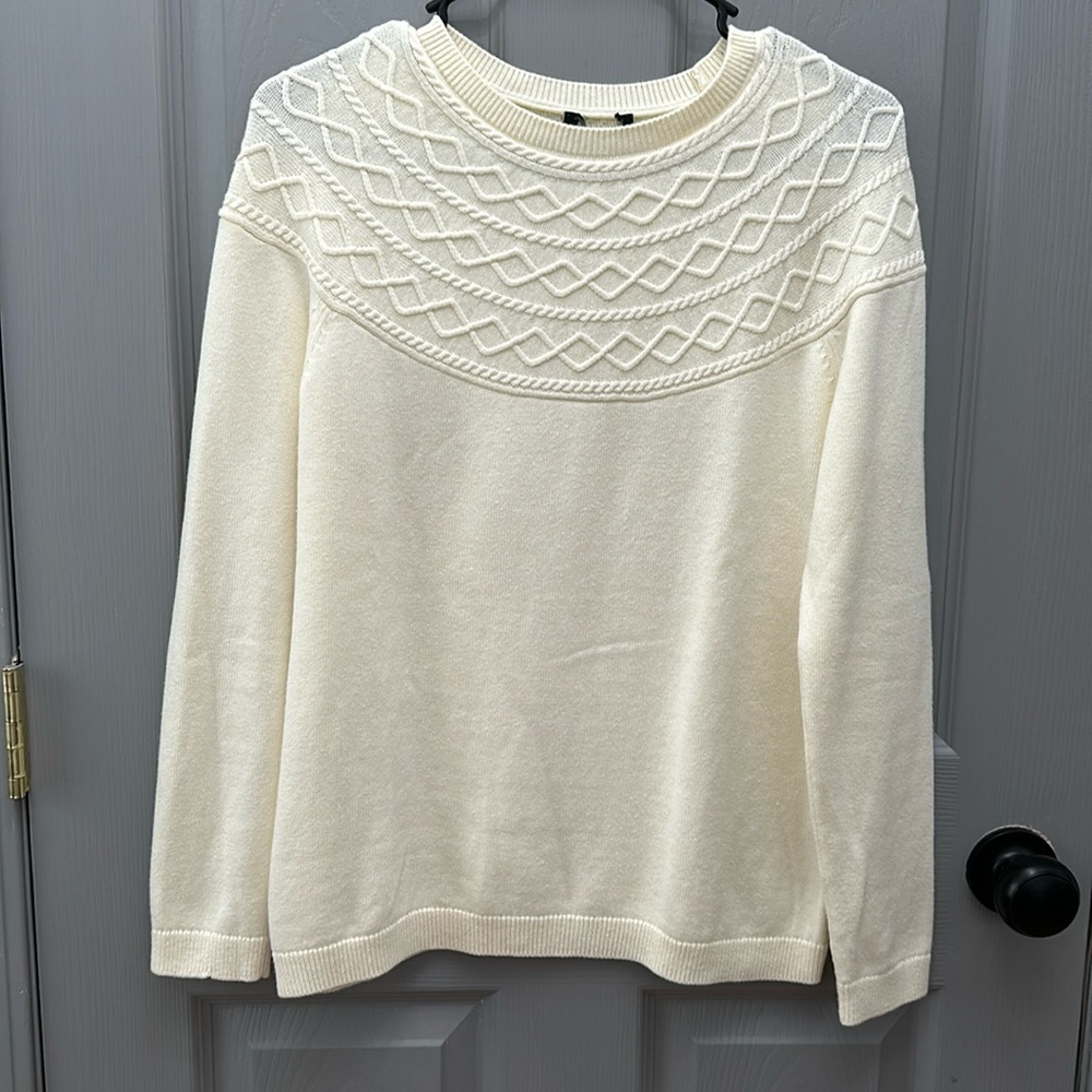 Talbots Cream Cotton Cashmere Blend Sweater - Picture 1 of 5